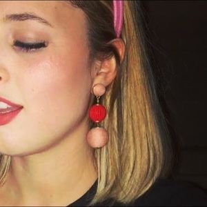 Pink ball drop earrings